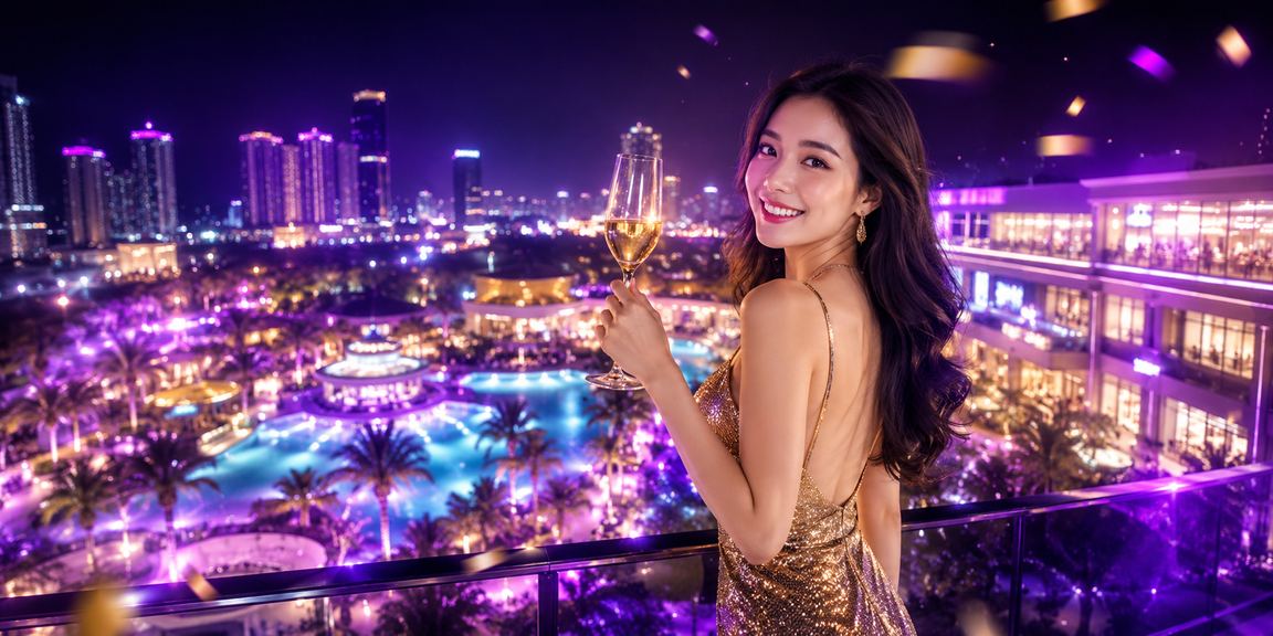 Khu giải trí casino neon về đêm tại Mũi Né, Việt Nam